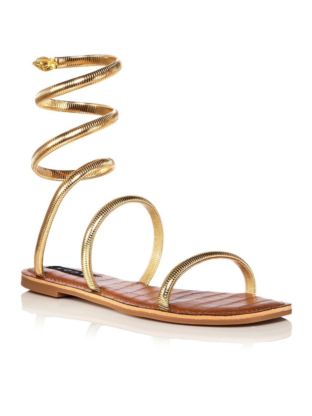 NWOT  AQUA Essa Strappy Sandals Gold Metallic Flat Sandals –  Size:6